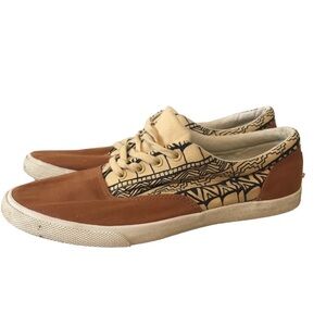 Bucketfeet Southwest Aztec Print Canvas Sneakers Womens size 9 brown tan